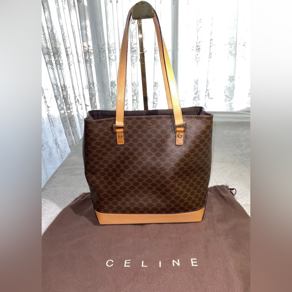 CELINE - Macadam bag - brown coated canvas with beige leather **FINAL PRICE** - Picture 1 of 16